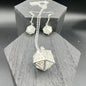Silver D20 Necklace and Earring Set