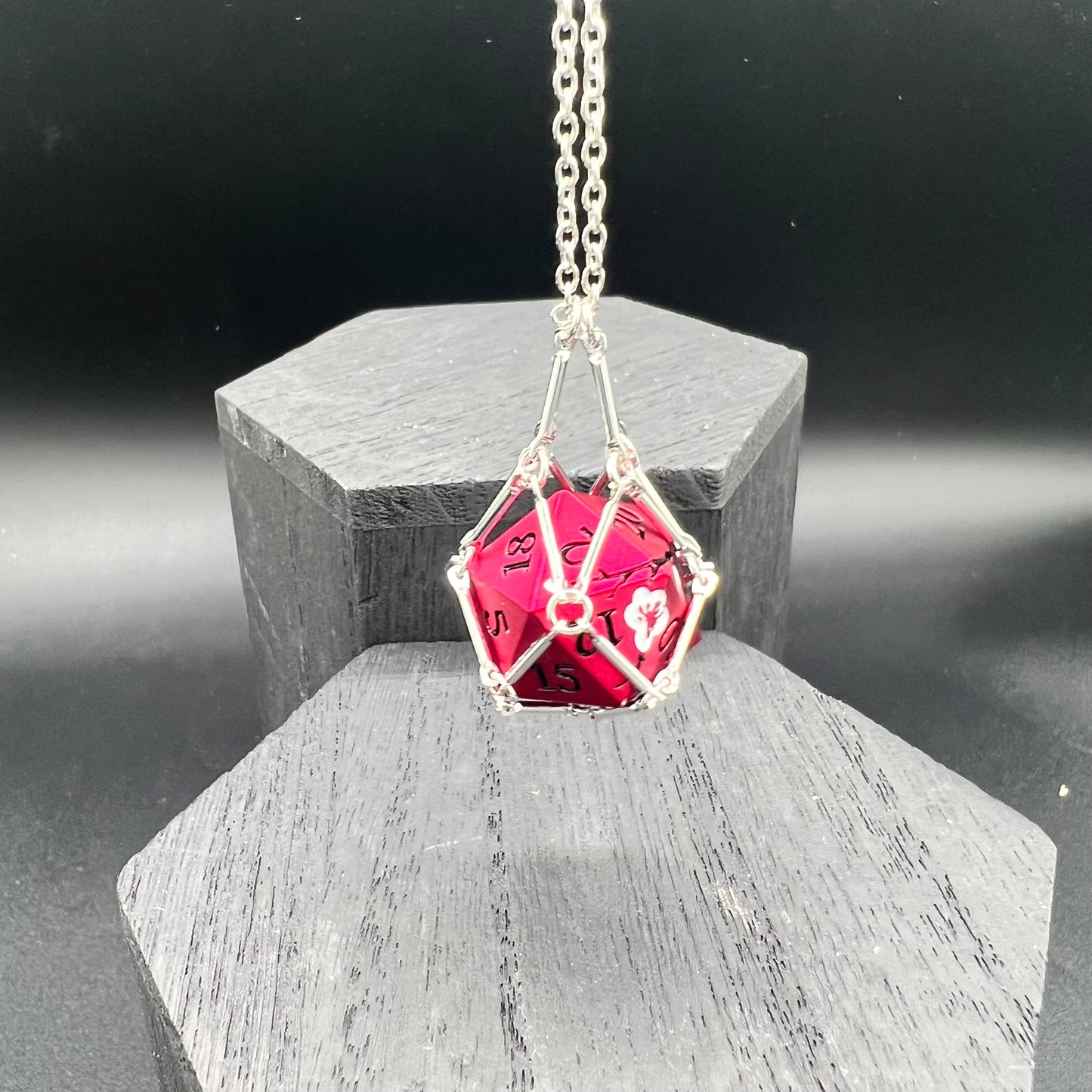 Silver D20 Holder Necklace