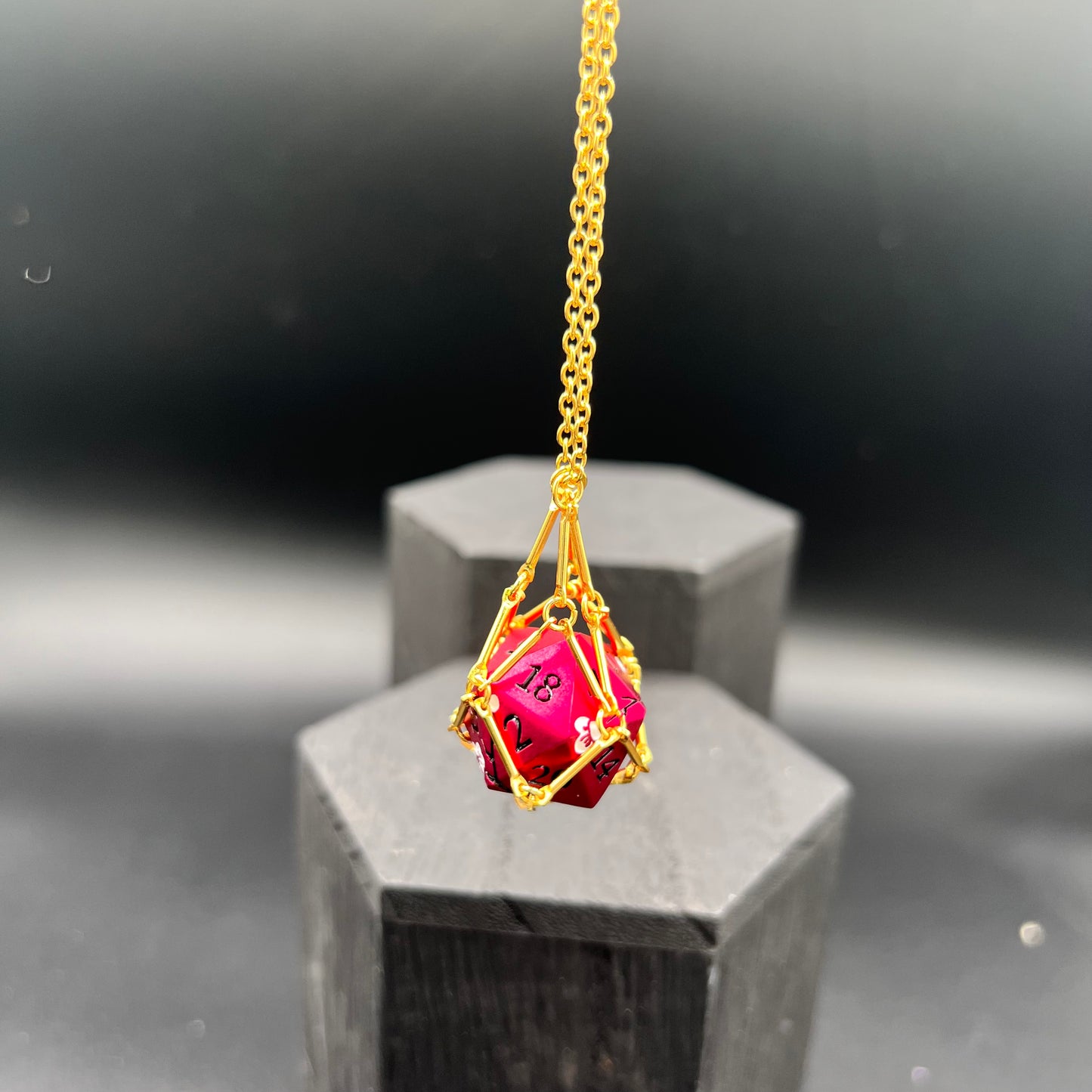 Gold D20 Holder Necklace