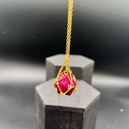 Gold D20 Holder Necklace