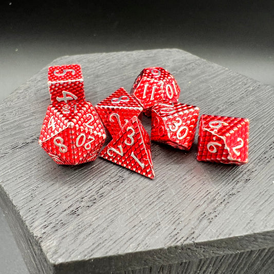 Red and Silver Mini Dragon Scale Dice