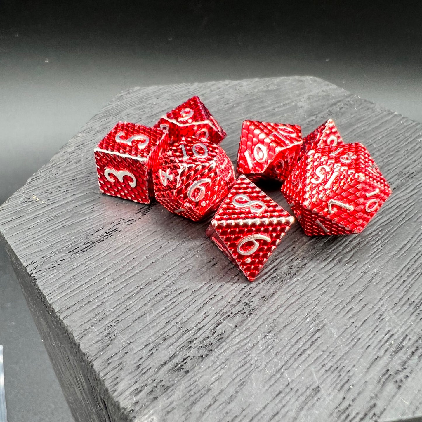Red and Silver Mini Dragon Scale Dice