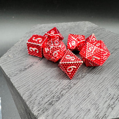 Red and Silver Mini Dragon Scale Dice