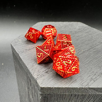 Red and Gold Mini Dragon Scale Dice