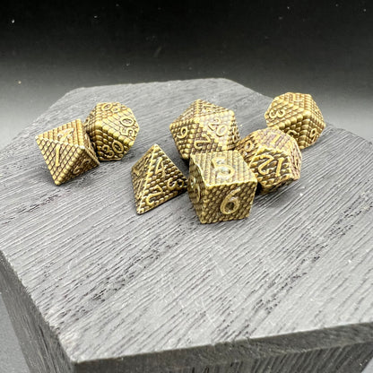 Antique Brass Mini Dragon Scale Dice