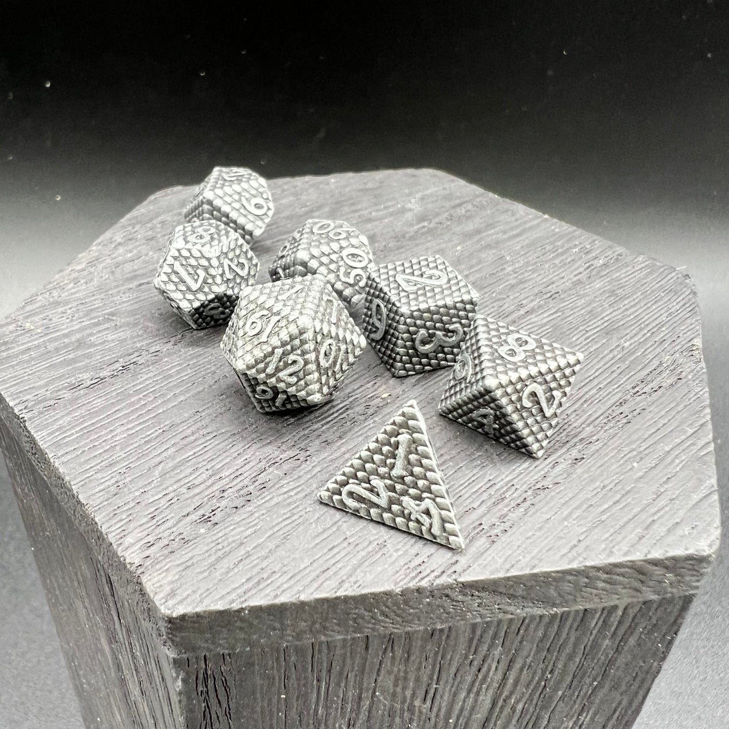 Antique Silver Mini Dragon Scale Dice