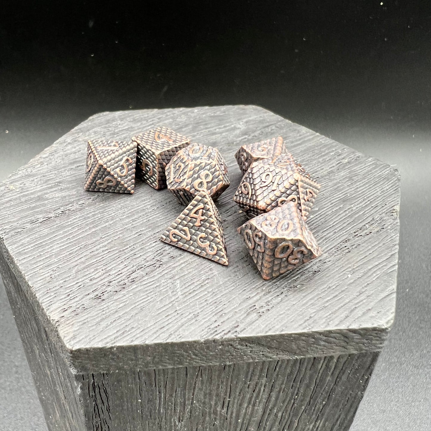 Antique Copper Mini Dragon Scale Dice