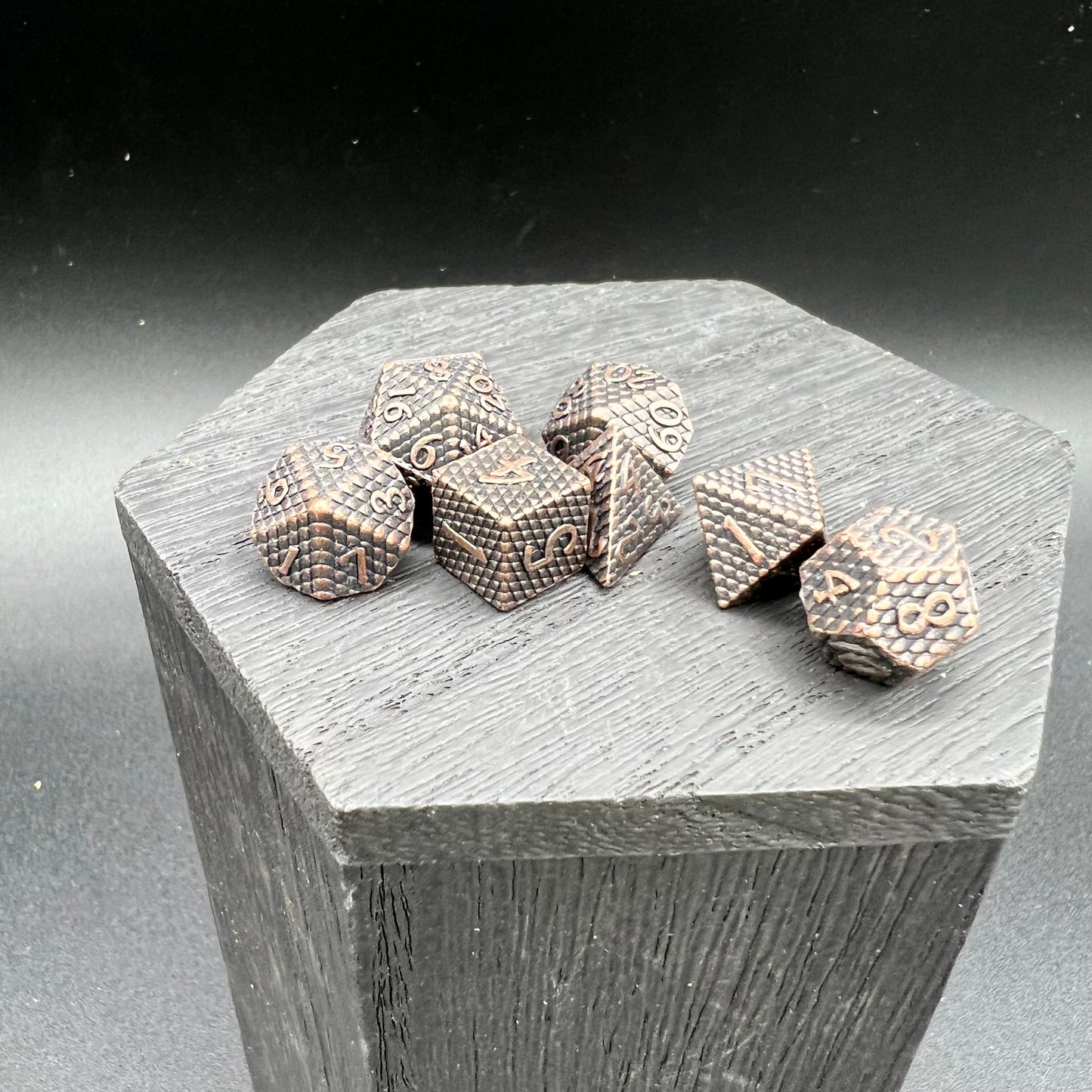 Antique Copper Mini Dragon Scale Dice