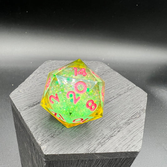 Green Glitter Liquid Core Large D20