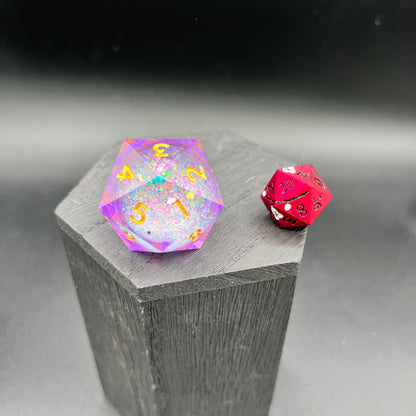 Purple Glitter Liquid Core Large Spindown D20