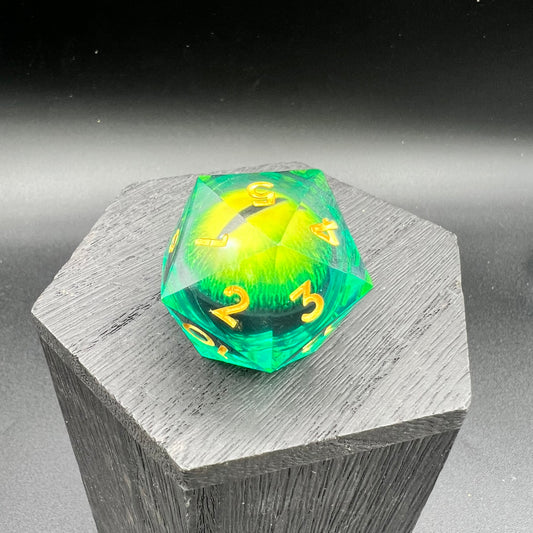 Green Dragon Eye Liquid Core Large Spindown D20