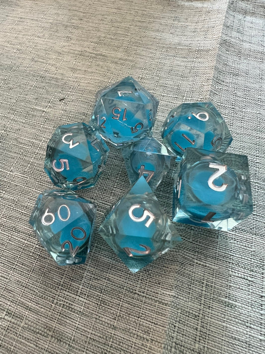 Glow in the Dark Blue Sharp Resin Dice