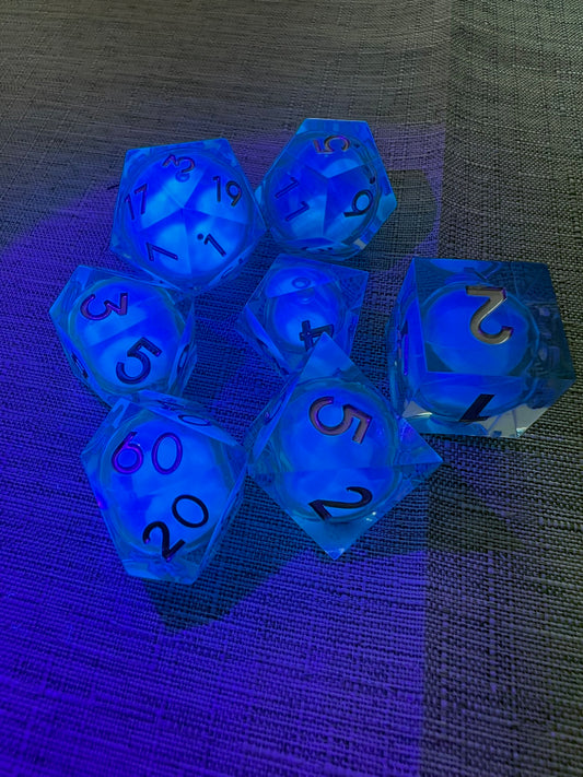 Glow in the Dark Blue Sharp Resin Dice