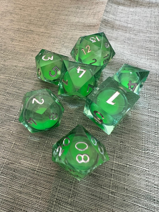 Glow in the Dark Green Sharp Resin Dice