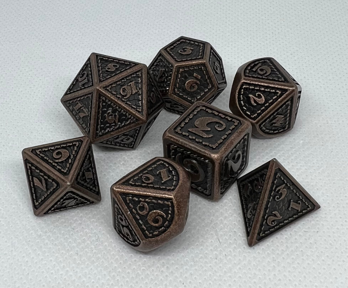 DS-14 Copper, Dragon-Scale, Metal Dice Set