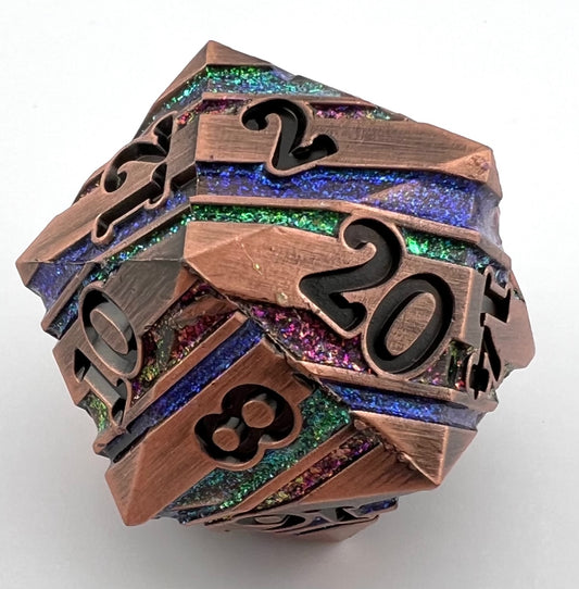 S2-11 Large, Colorful-Stripes-on-Copper, Metal Single Die