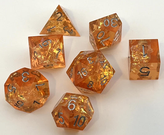 SE-05 Orange, Sharp-Edged, Resin Dice Set