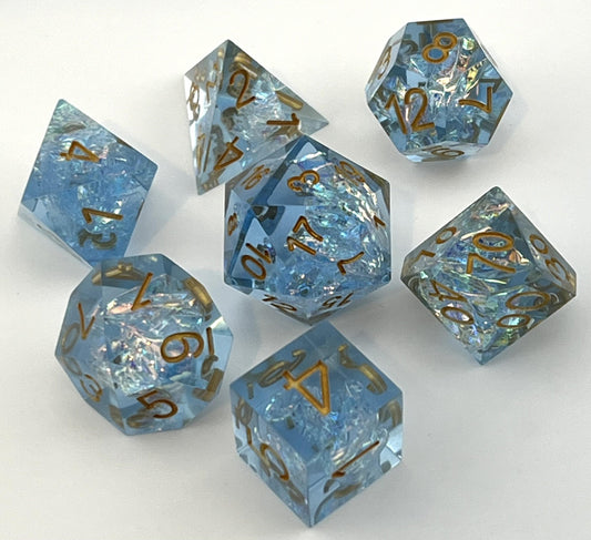 SE-09 Blue, Sharp-Edged, Resin Dice Set