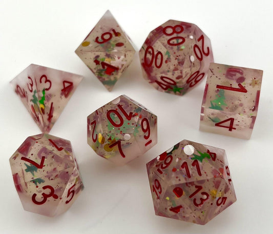 SE-22 Christmas, Sharp-Edged, Resin Dice Set