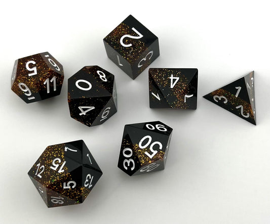 SE-23 Black-and-Brown, Sharp-Edged, Resin Dice Set