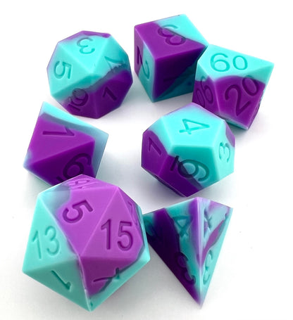 Purple and Teal Silicone Dice