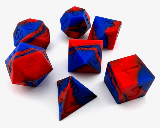 SI-12 Red-and-Blue-Luminous, Silicone Dice Set