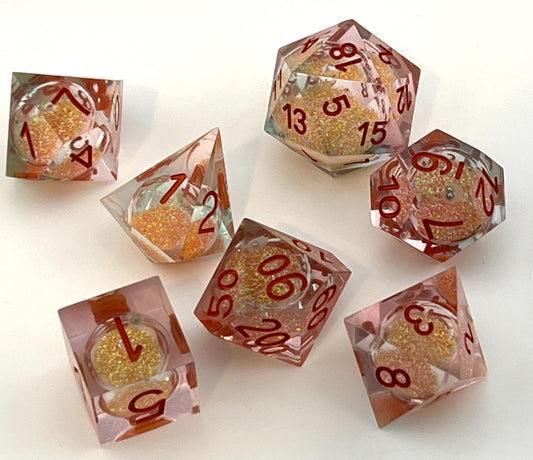 SL-01 Orange, Liquid-Core-Series, Sharp-Edged, Resin Dice Set