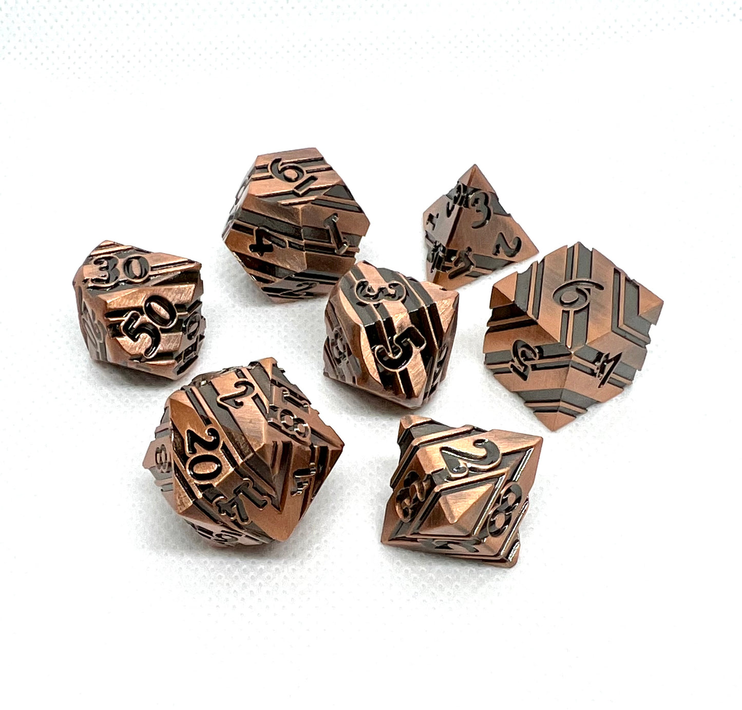 SM-01 Copper, Striped-Metal Dice Set