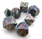 Silver and Rainbow Striped Dice