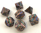 Copper and Multicolor Striped Dice