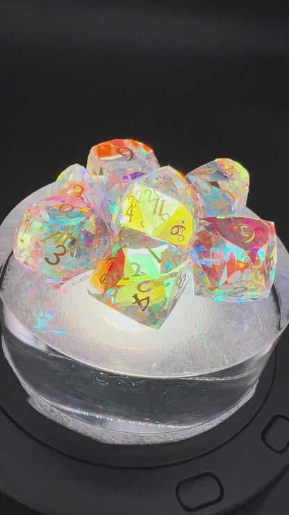 Holographic Gem-Cut Glass Dice